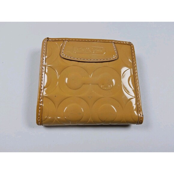 Coach Signature OP Art Patent Bifold Snap Wallet - Picture 2 of 7